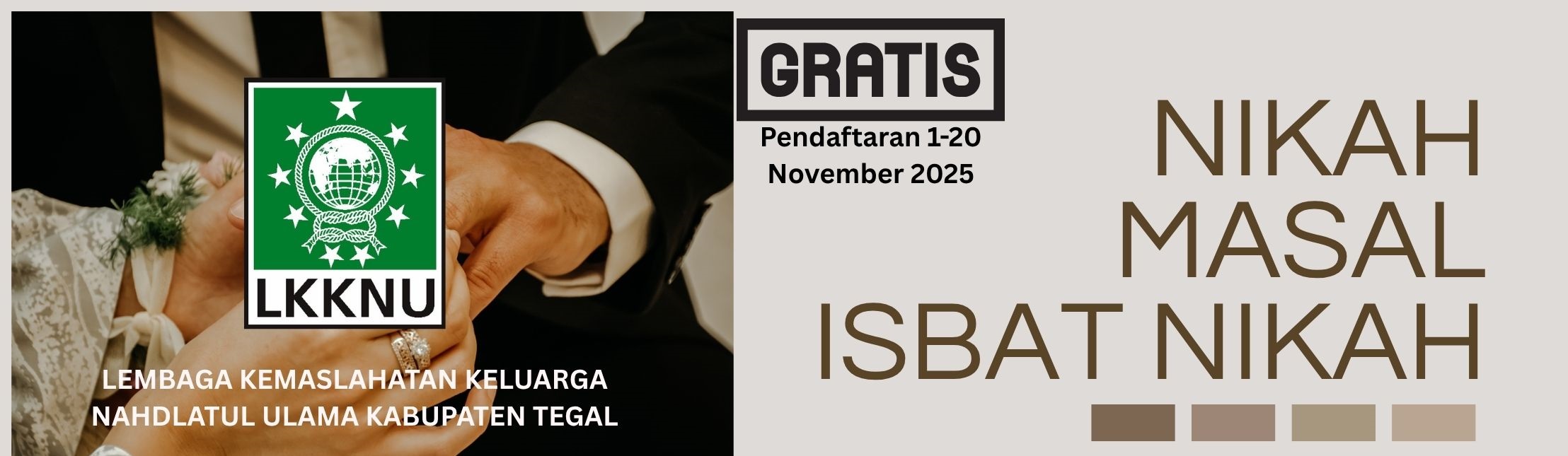 LKKNU Kabupaten Tegal Gelar Nikah Massal dan Isbat Nikah Gratis, 22 Desember 2025