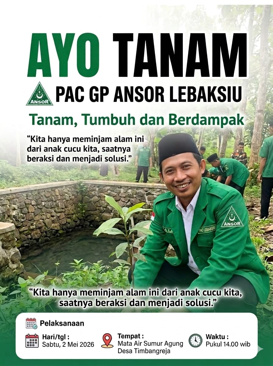 Jaga Ekologi, PAC GP Ansor Lebaksiu Gelar Aksi Tanam Pohon di Mata Air Sumur Agung