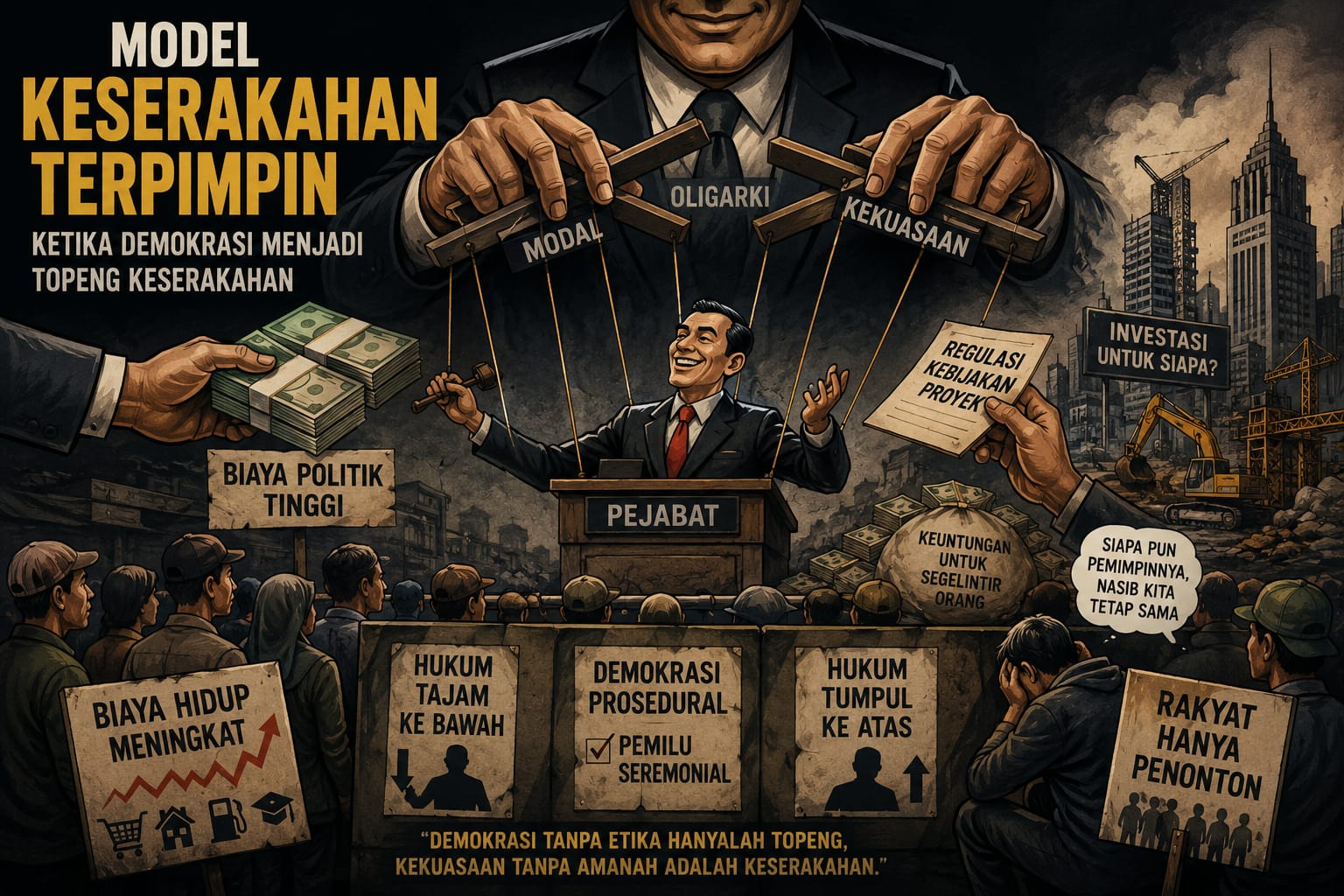Model Keserakahan Terpimpin: Ketika Demokrasi Menjadi Arena Akumulasi Kepentingan