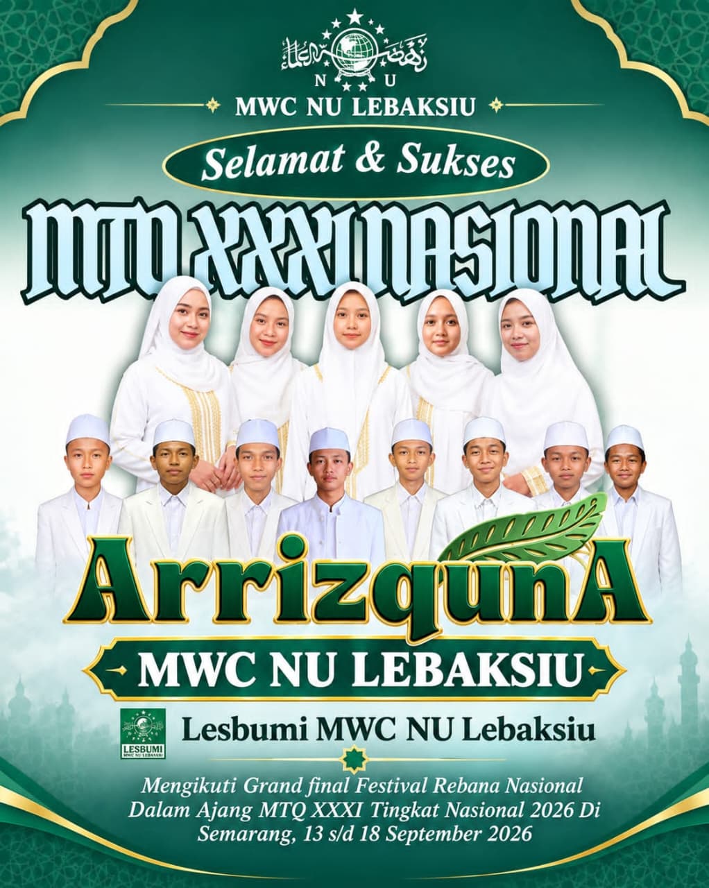 Lesbumi MWC NU Lebaksiu Kirim Kontingen ke MTQ Nasional 2026, Siap Ukir Prestasi di Kota Semarang